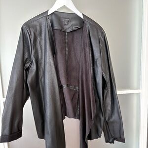 Halogen Faux Leather Drape Front Jacket Sz 1X